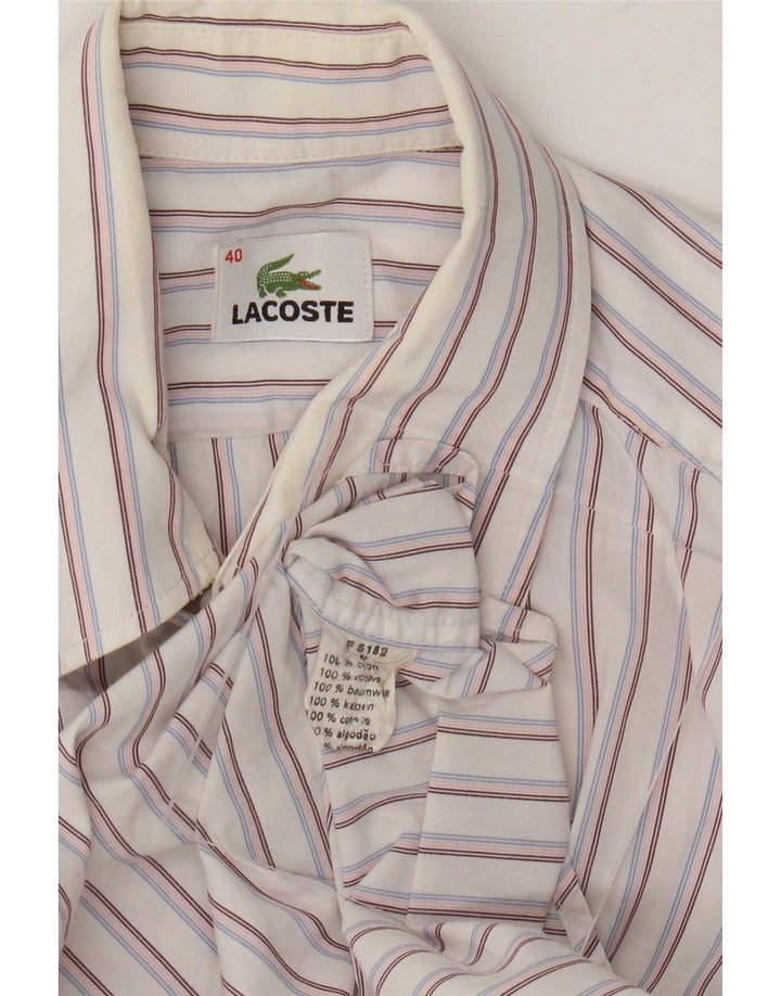 Ανδρικό πουκάμισο Lacoste Μέγεθος 40 Βαμβακερό μεσαίο λευκό ριγέ