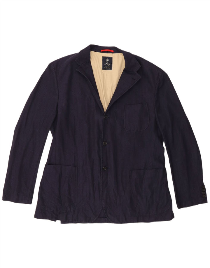 Ανδρικό μπουφάν 3 κουμπιών Fay Blazer IT 56 3XL Navy Blue Ψαροκόκκαλο