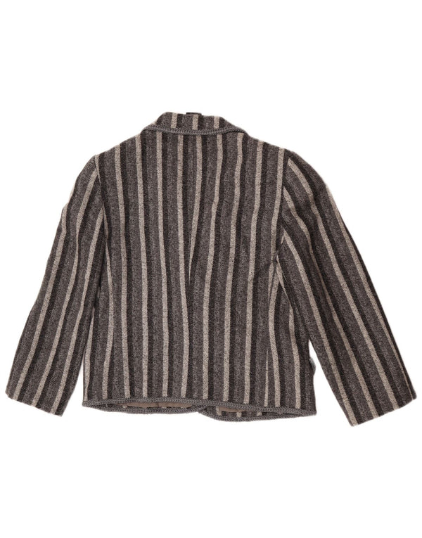 Vintage Womens Double Breasted Blazer Jacket UK 12 Medium Grey Striped