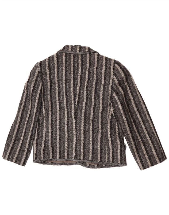 Vintage γυναικείο διπλό μπουφάν μπλέιζερ UK 12 μεσαίου γκρι ριγέ