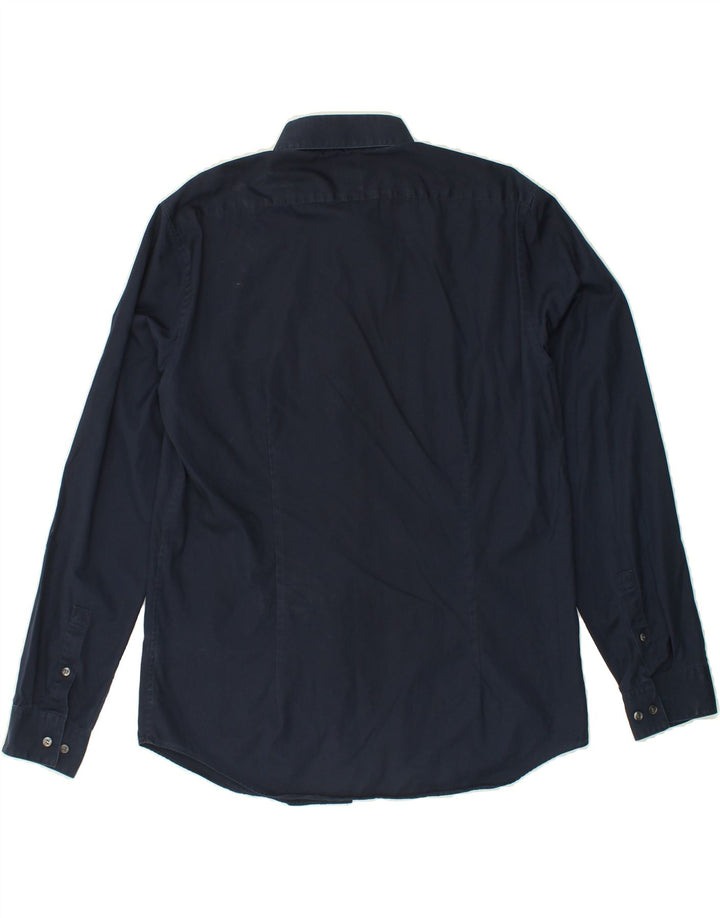 CALVIN KLEIN Mens Fitted Shirt Size 42 16 1/2 Large Navy Blue Vintage Calvin Klein and Second-Hand Calvin Klein from Messina Hembry 