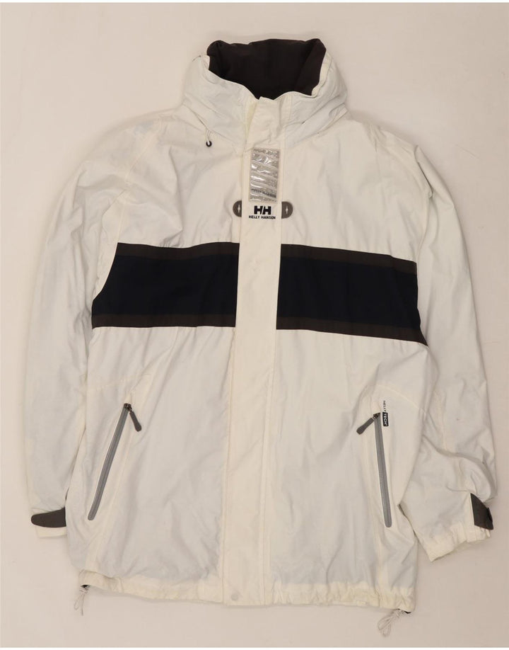 Ανδρικό μπουφάν βροχής με κουκούλα Helly Hansen UK 40 Large White Colourblock