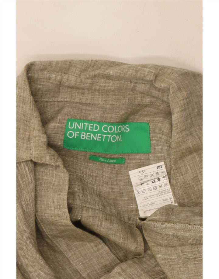 Γυναικείο φόρεμα Benetton A-Line UK 14 Medium Khaki Λευκό