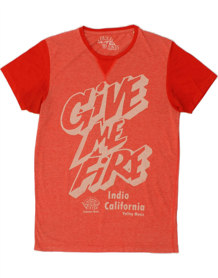 JACK & JONES Mens Graphic T-Shirt Top XL Red Vintage Jack & Jones and Second-Hand Jack & Jones from Messina Hembry 
