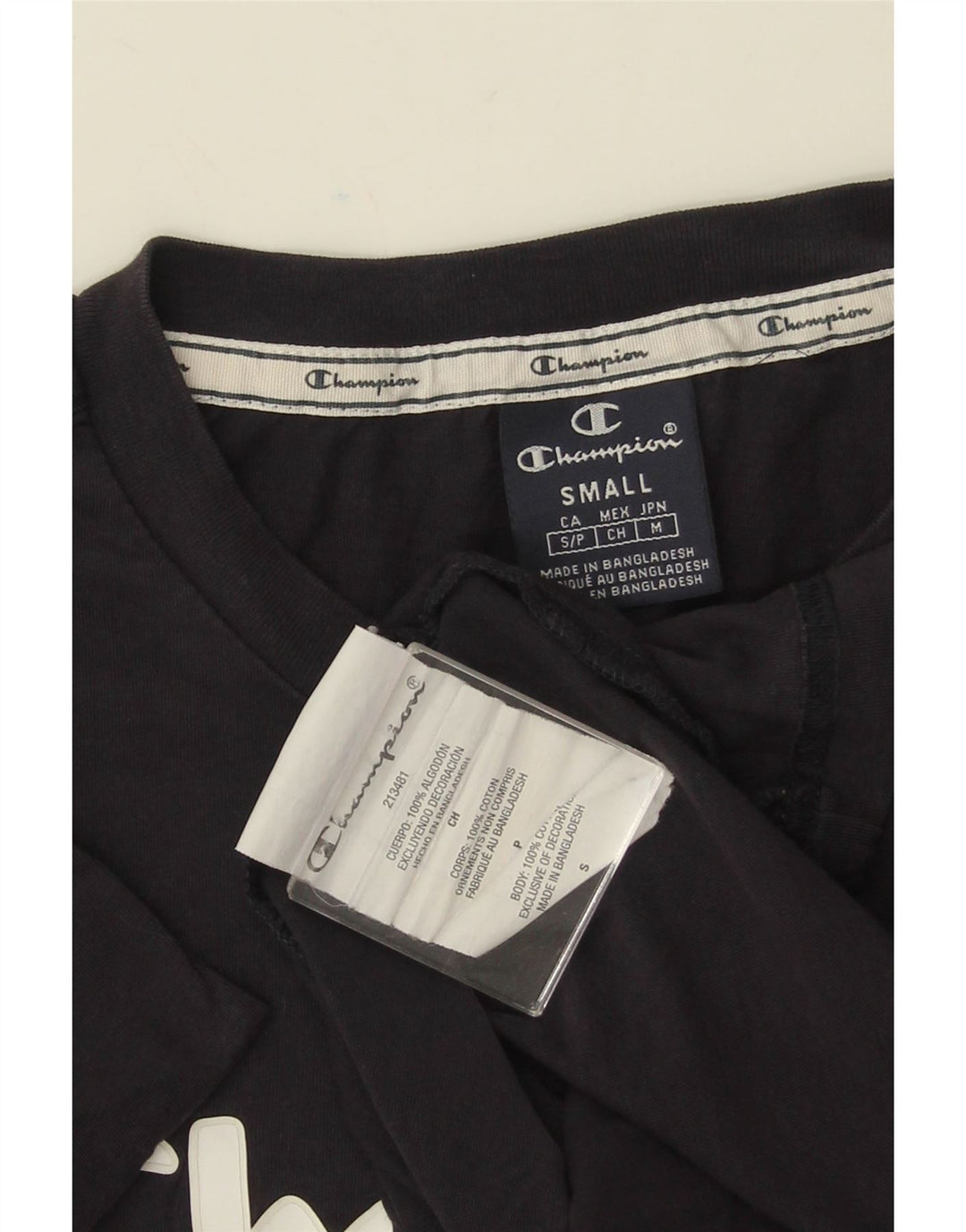 CHAMPION Ανδρικό γραφικό T-Shirt Top Small Navy Blue Cotton