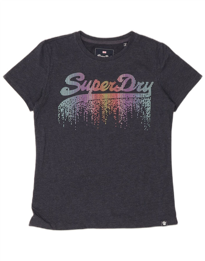 Γυναικείο γραφικό μπλουζάκι SUPERDRY Top UK 10 Small Grey