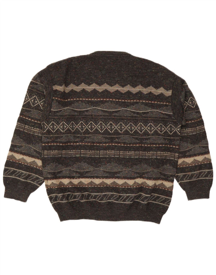 Ανδρικό πουλόβερ Rodes Crew Neck Jumper Medium Grey Geometric Acrylic