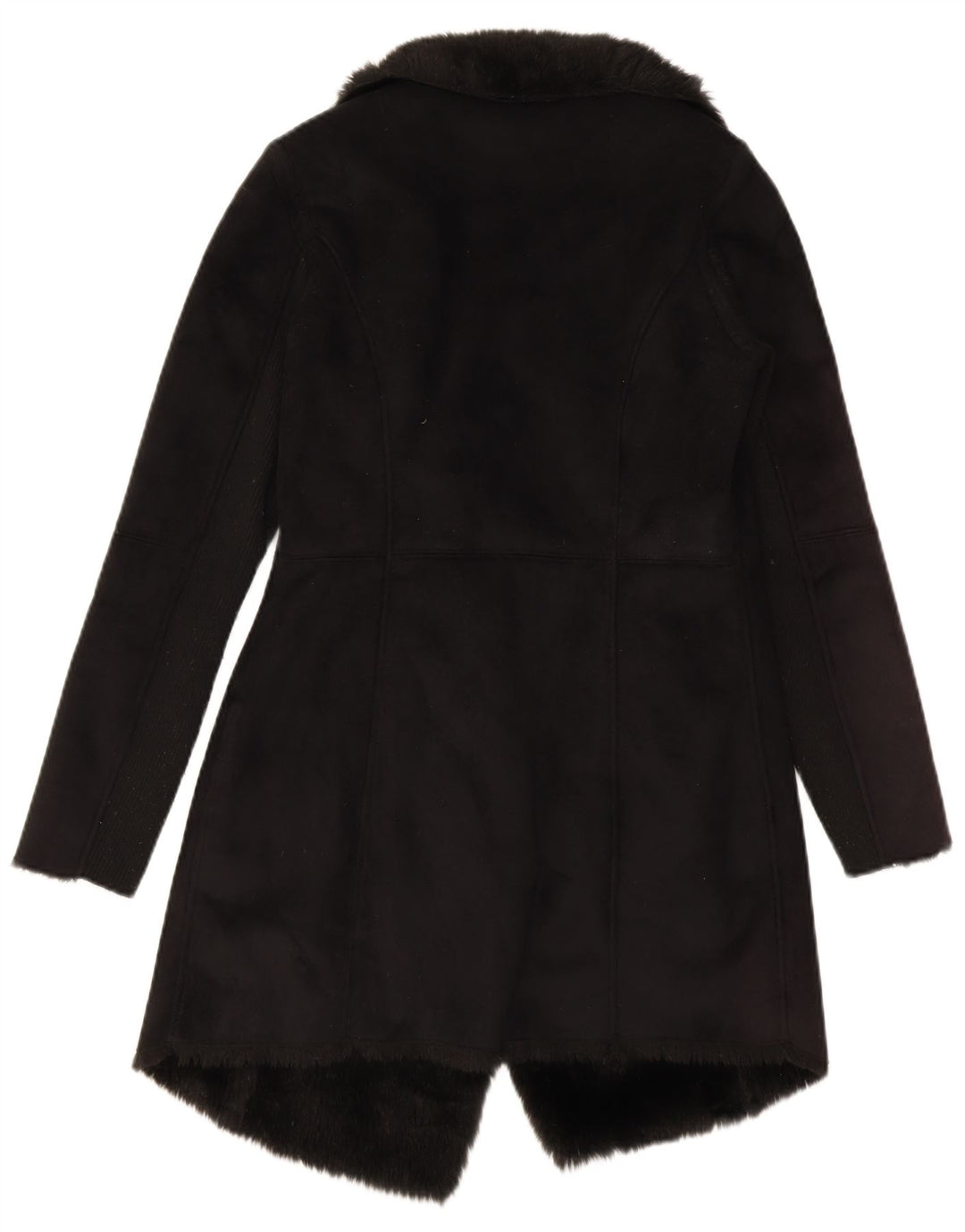 IKKS Womens Sherpa Overcoat UK 12 Medium Black Modal