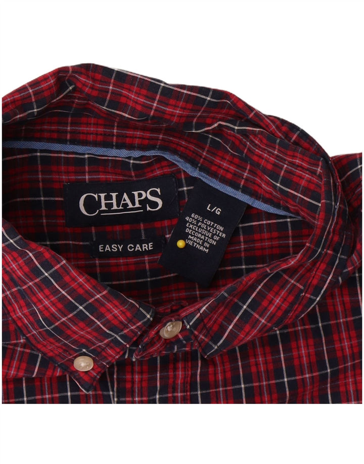 Chaps Ανδρικό πουκάμισο Easy Care Μεγάλο κόκκινο βαμβακερό