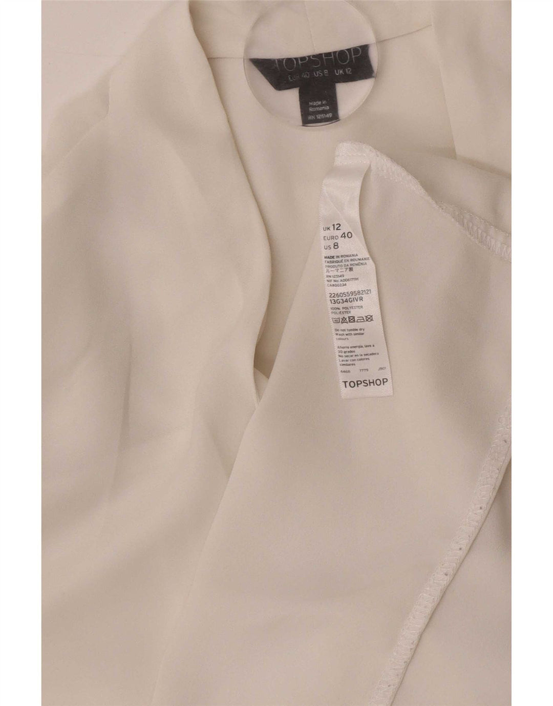 Γυναικεία μακρυμάνικη μπλούζα Topshop Top UK 12 Μεσαίου Λευκού Πολυεστέρα