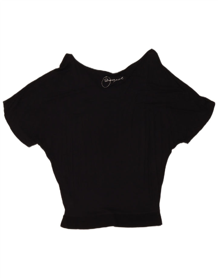 Desigual Γυναικεία γραφική μπλούζα μπλούζα τοπ UK 10 Small Black Geometric