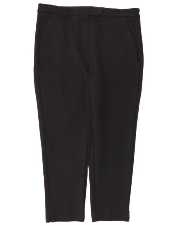 Marks & Spencer Womens Crop Suit Trousers UK 14 Large W34 L24 Black Viscose
