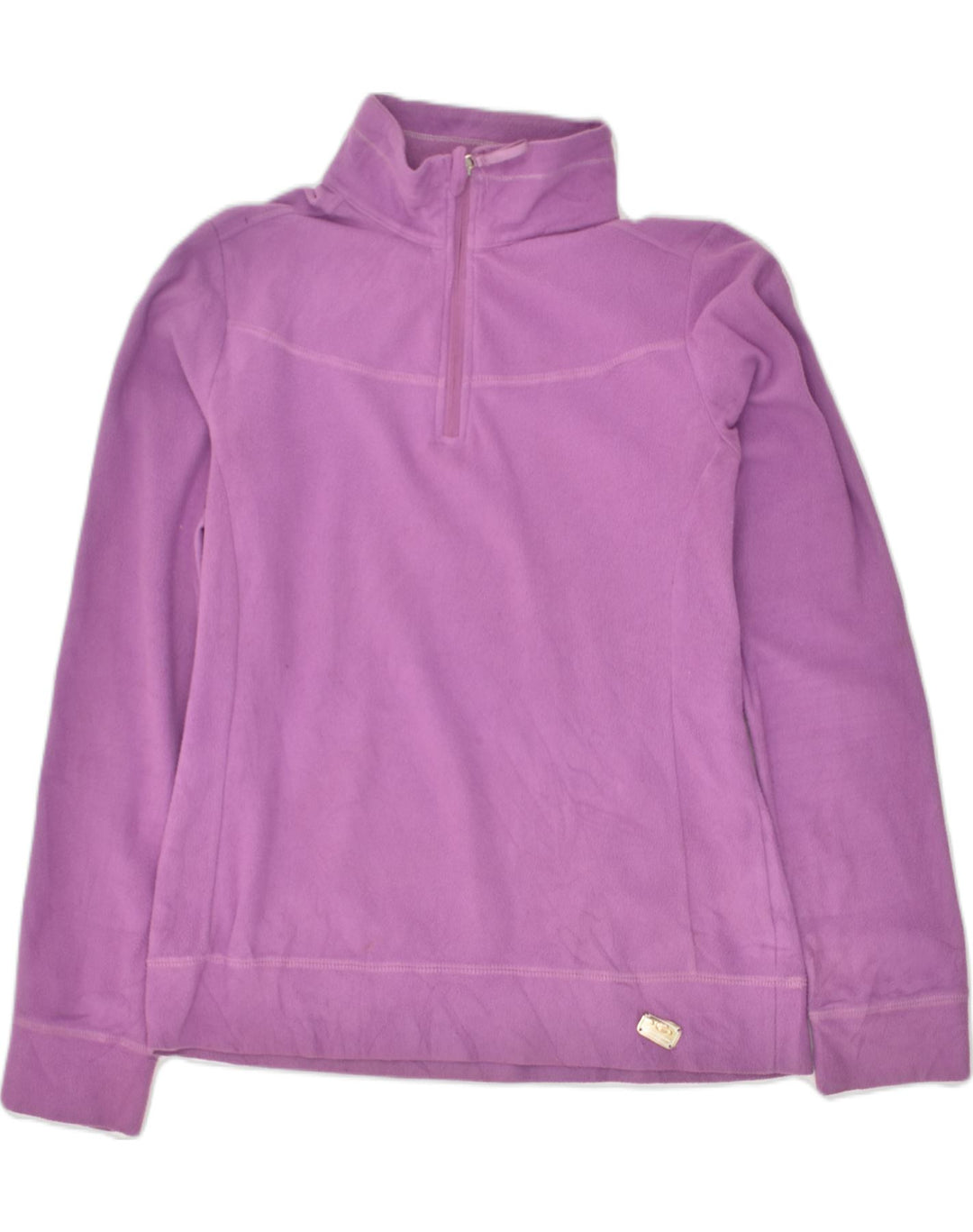 CHAMPION Womens Zip Neck Fleece Jumper UK 14 Medium Purple Polyester | Vintage Champion | Thrift | Second-Hand Champion | Used Clothing | Messina Hembry 