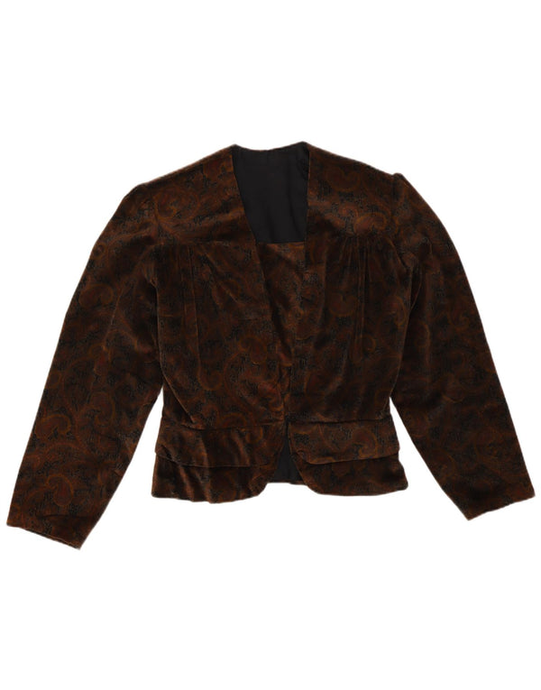 Vintage Γυναικείο Velvet Blazer Jacket UK 12 Medium Brown Paisley