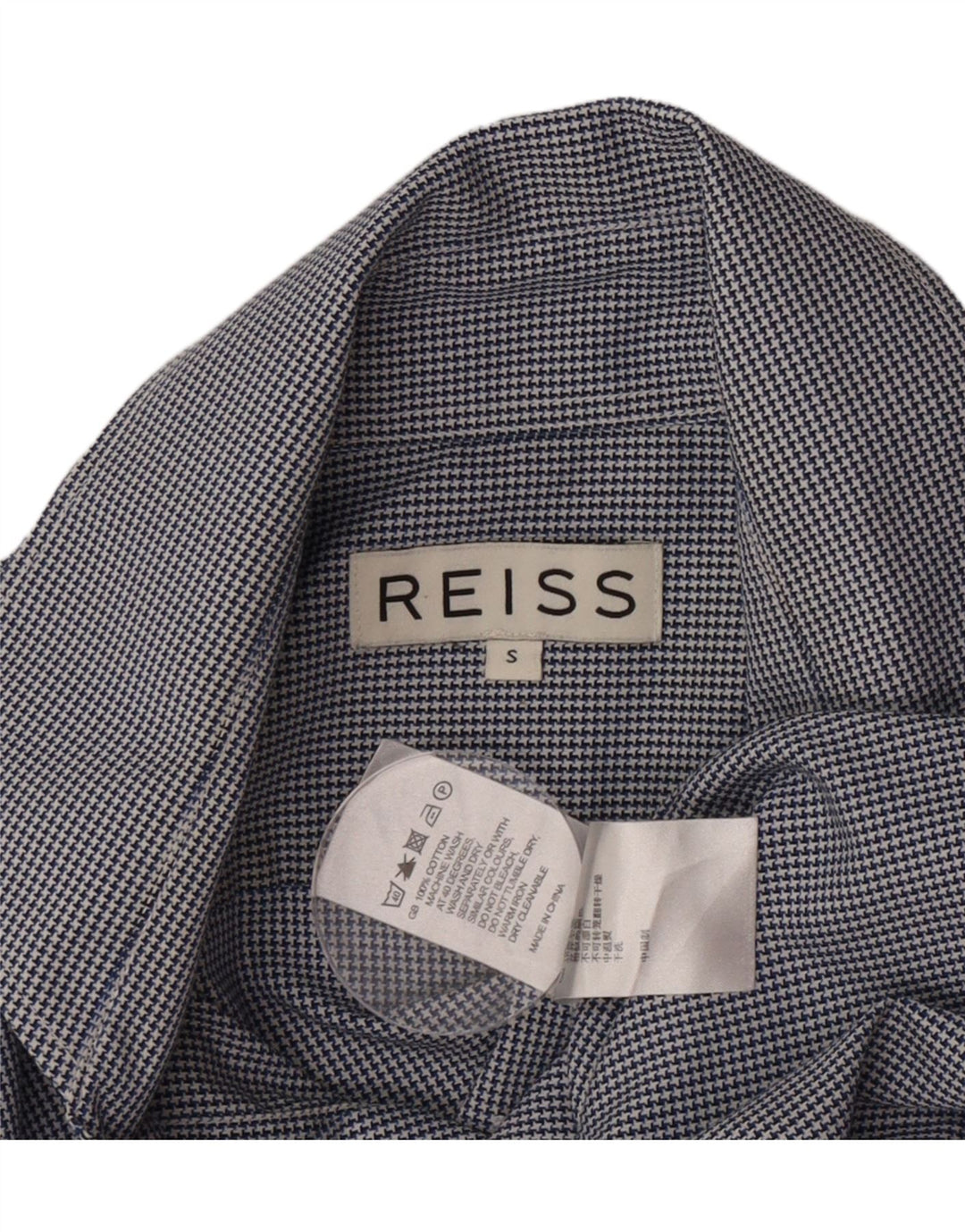 Ανδρικό πουκάμισο Reiss Small Blue Houndstooth Βαμβακερό