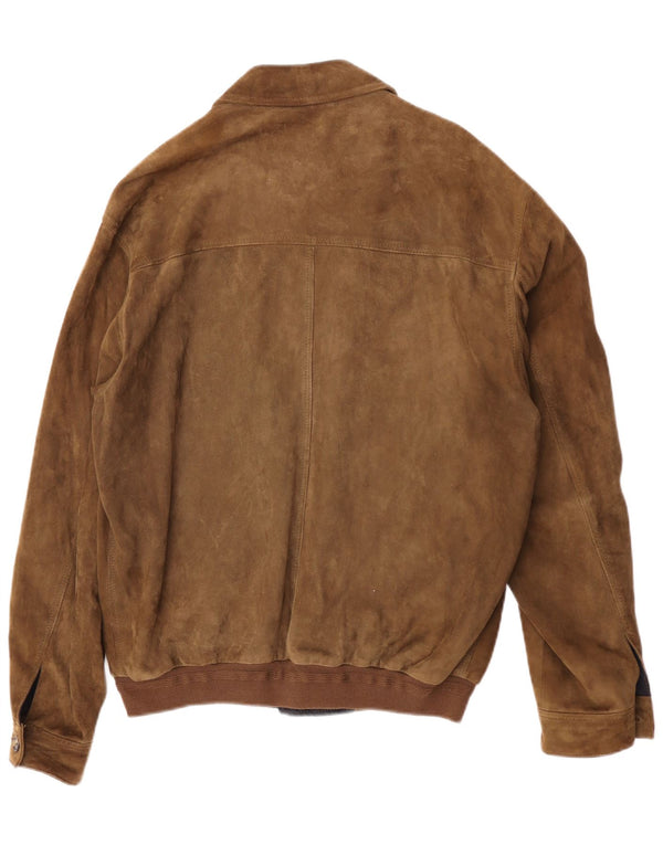 Enrico Mandelli Ανδρικό Suede Bomber Jacket IT 50 Large Khaki Leather Classic
