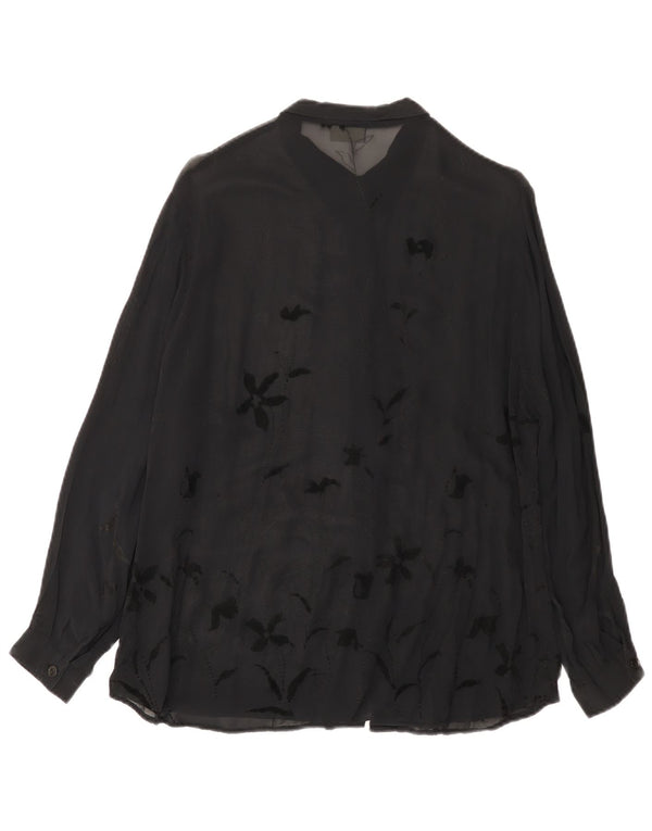 Yessica Womens See Through Shirt Μπλούζα UK 16 Large Black Floral