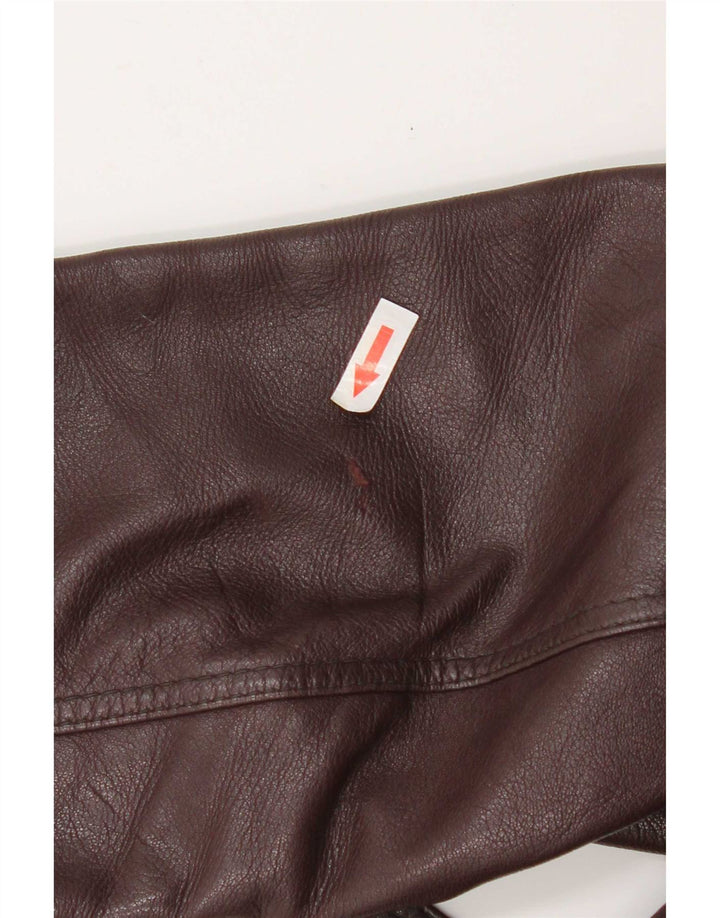Vintage Γυναικείο Δερμάτινο Παλτό UK 14 Medium Burgundy Leather