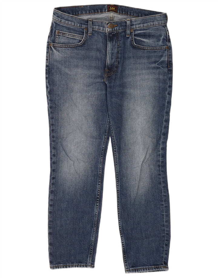 Lee Mens Rider Cropped Jeans W31 L25 Blue Cotton