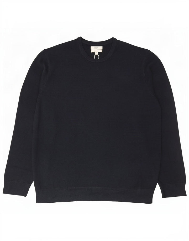 Ανδρικό πουλόβερ Marks & Spencer Crew Neck Jumper 2XL Navy Blue Acrylic