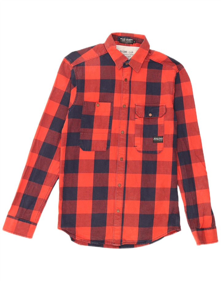 Ανδρικό φανελένιο πουκάμισο JACK & JONES Μικρό κόκκινο βαμβακερό