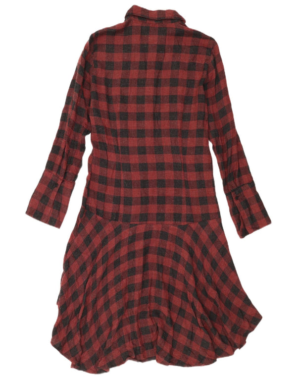 Zara Γυναικείο φόρεμα UK 10 Small Burgundy Gingham Cotton