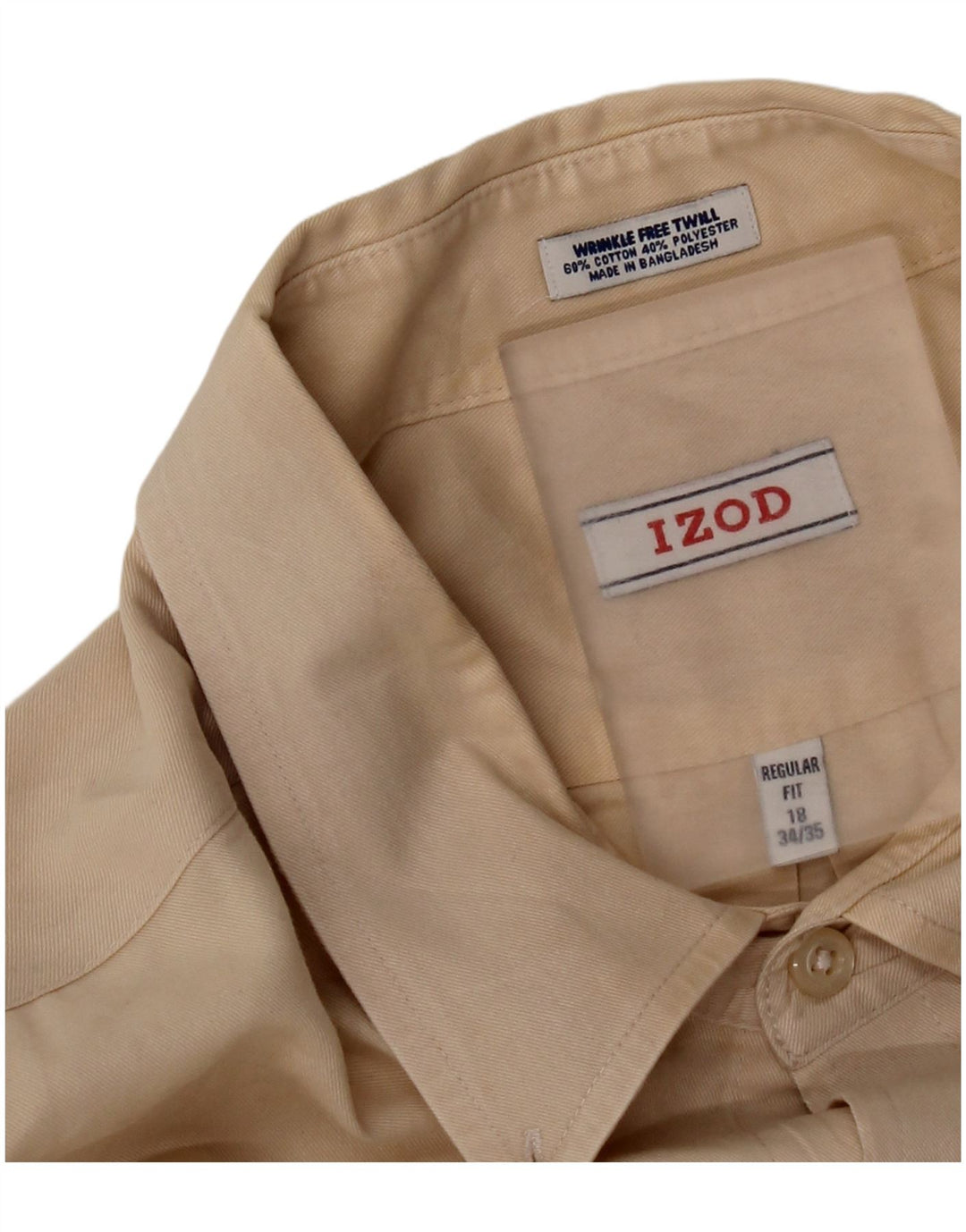 Ανδρικό πουκάμισο Izod Regular Fit Size 18 2XL Μπεζ βαμβακερό