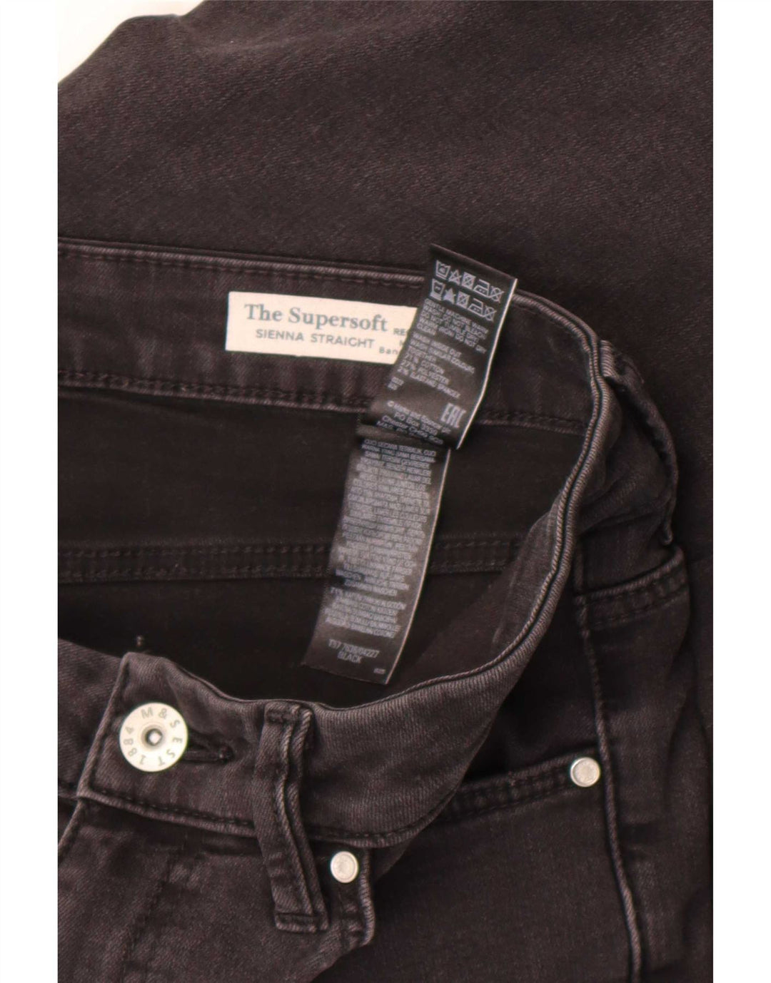 Marks & Spencer Γυναικεία Sienna Straight Jeans UK 12 Medium W30 L30 Black