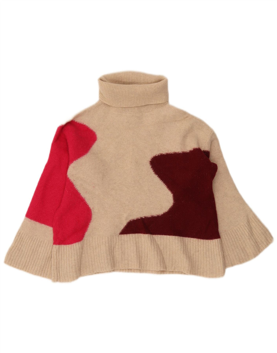 White Stuff Γυναικείο πουλόβερ με ρολό λαιμόκοψη UK 8 Small Beige Colourblock