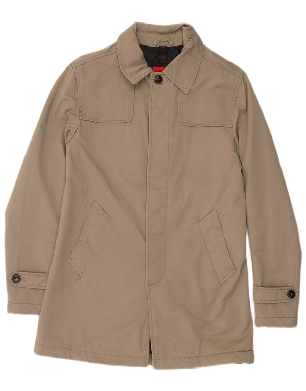Zara Mens Overcoat UK 36 Small Beige Cotton