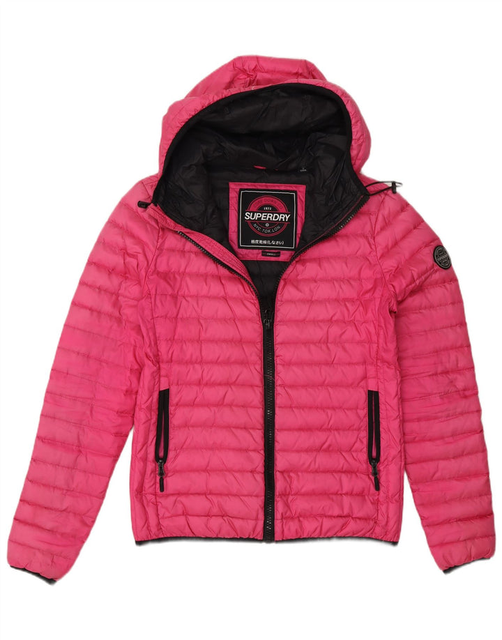 Superdry γυναικείο μπουφάν με κουκούλα UK 10 Small Pink Nylon