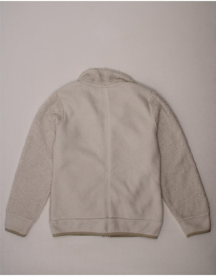 CHAMPION Girls Graphic Fleece Jacket 9-10 Years Medium Off White Polyester Vintage Champion and Second-Hand Champion from Messina Hembry 