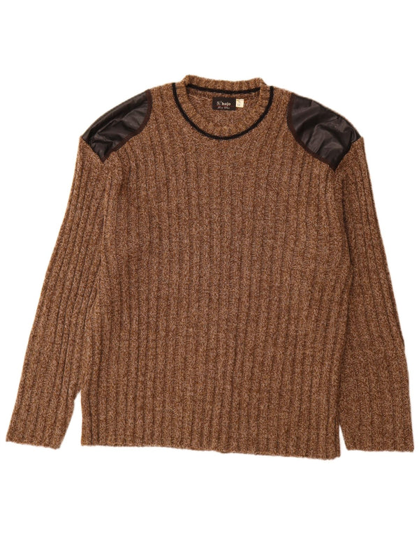 Πουλόβερ Hajo Mens Crew Neck Jumper IT 54 XL καφέ Colorblock Πολυακρυλικό