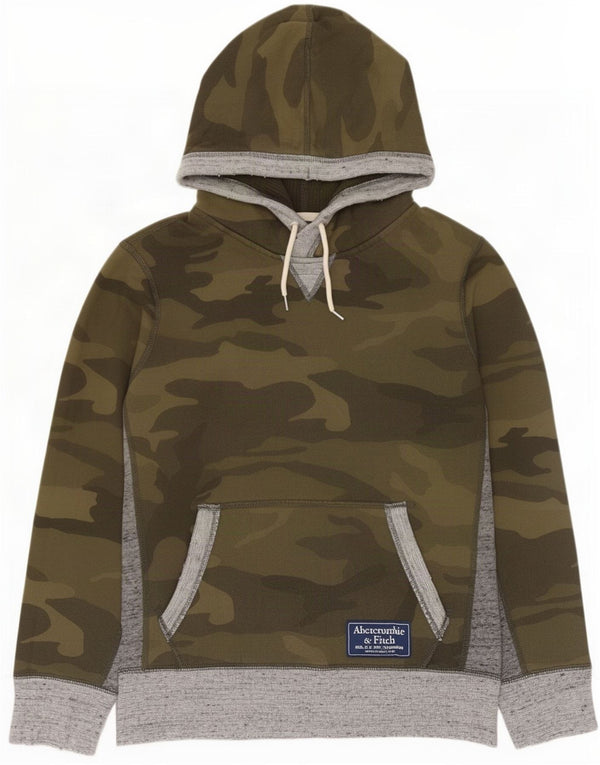 Abercrombie & Fitch Ανδρικό Hoodie Jumper XS Πράσινο βαμβακερό καμουφλάζ