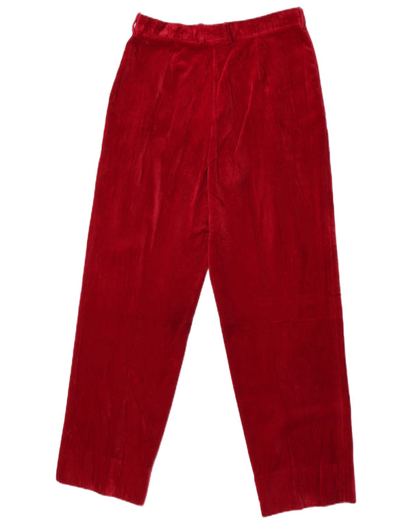 Vintage γυναικείο βελούδινο κοστούμι παντελόνι IT 40 Small W26 L28 μπορντό