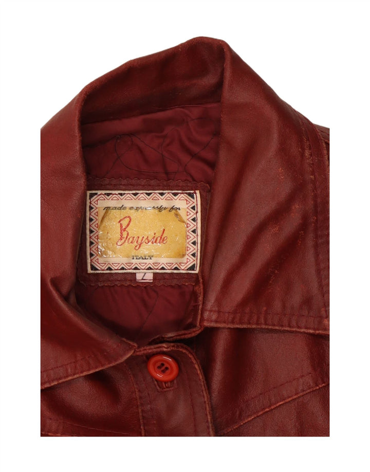 Bayside Γυναικείο Δερμάτινο Μπουφάν UK 14 Large Burgundy Leather