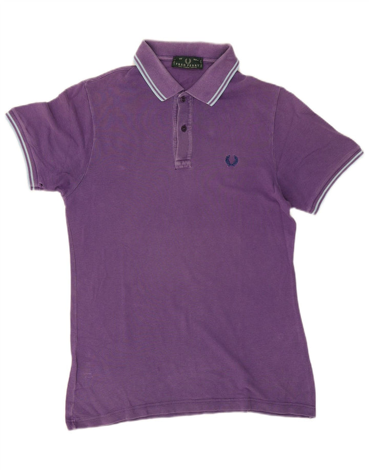 FRED PERRY Ανδρικό πουκάμισο πόλο, Βαμβακερό μεσαίο μωβ ριγέ