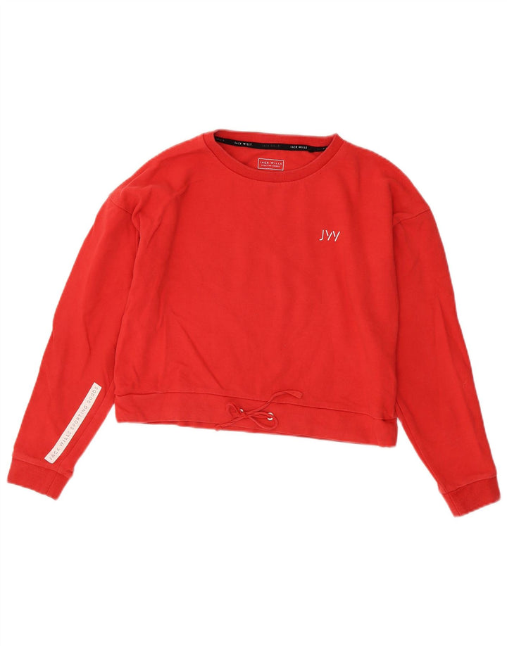 Jack Wills Γυναικεία φούτερ με γραφικά Crop Jumper UK 8 Small Red