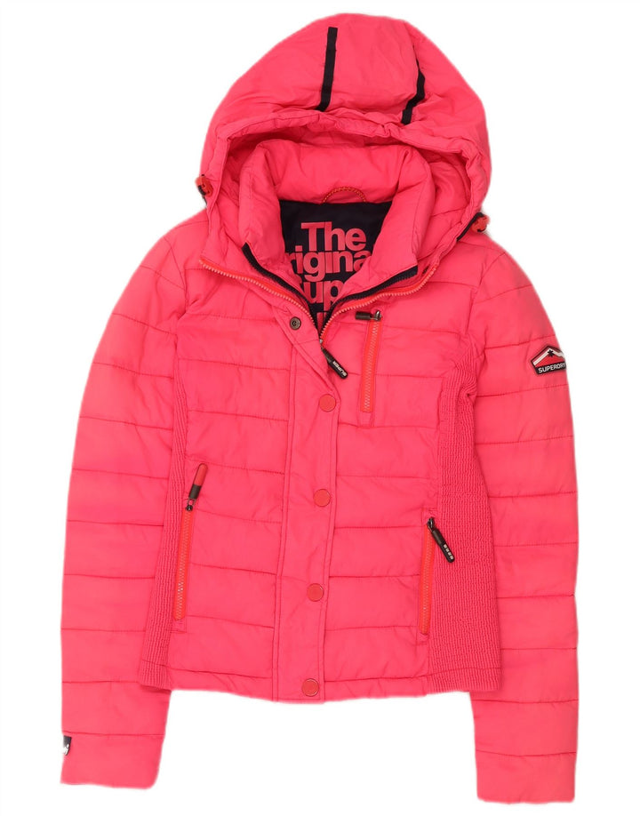 Γυναικείο μπουφάν με κουκούλα SUPERDRY UK 10 Small Pink Nylon