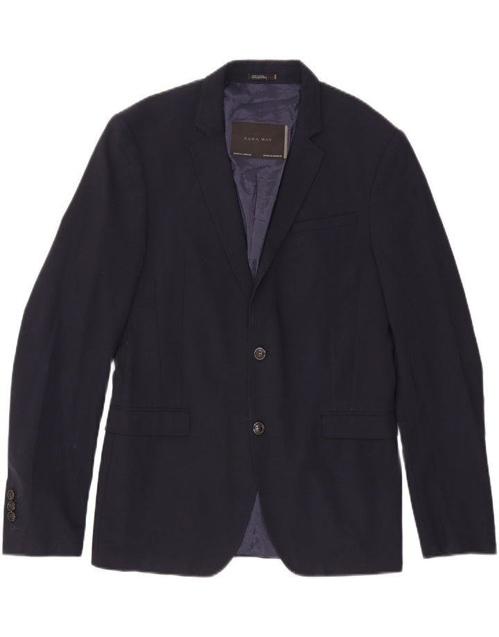 Zara Ανδρικό μπλέιζερ με 2 κουμπιά μπουφάν EU 50 Medium Navy Blue Polyester