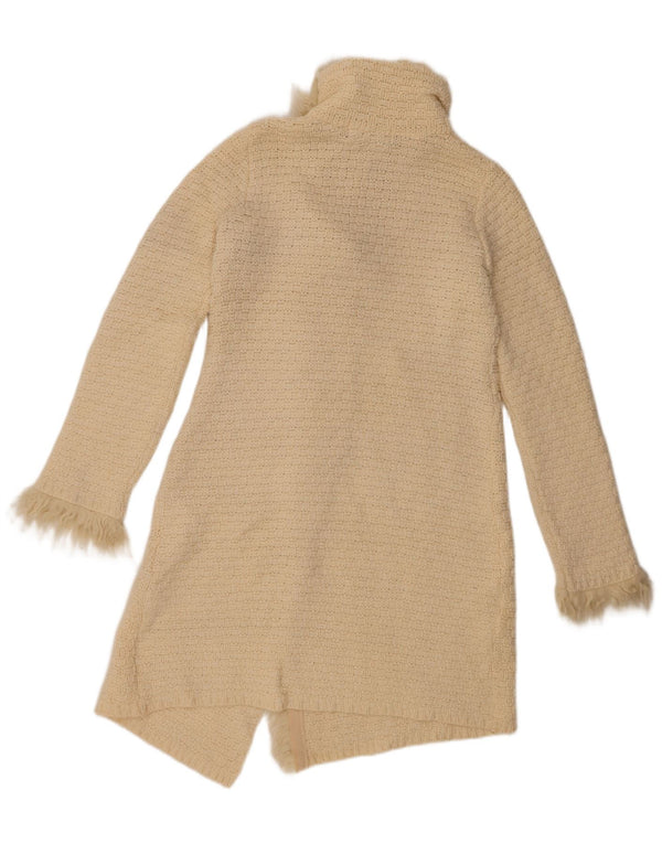 Zara Γυναικείο πουλόβερ ζακέτα Longline UK 12 Medium Off White Wool