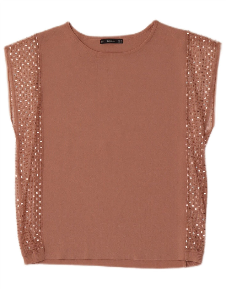 Zara Γυναικεία Μπλούζα Τοπ UK 14 Medium Beige