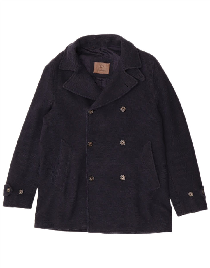Massimo Dutti Ανδρικό παλτό μπιζελιού UK 38 Medium Navy Blue μαλλί