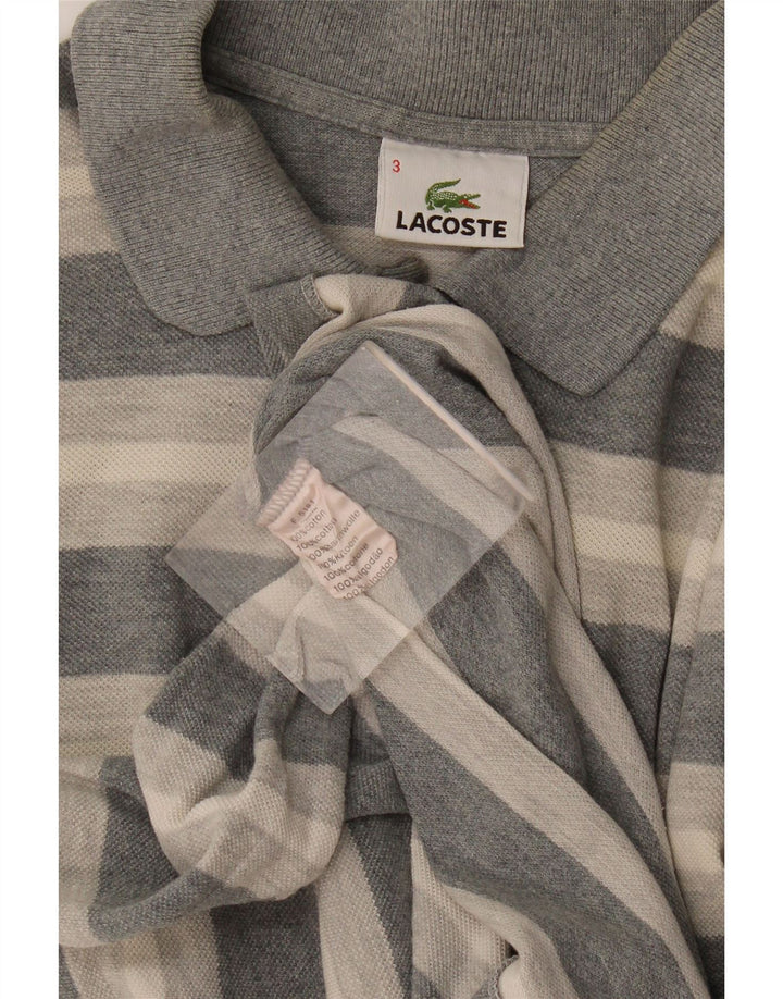 Ανδρικό μπλουζάκι πόλο Lacoste, μέγεθος 3, μικρό γκρι ριγέ βαμβακερό