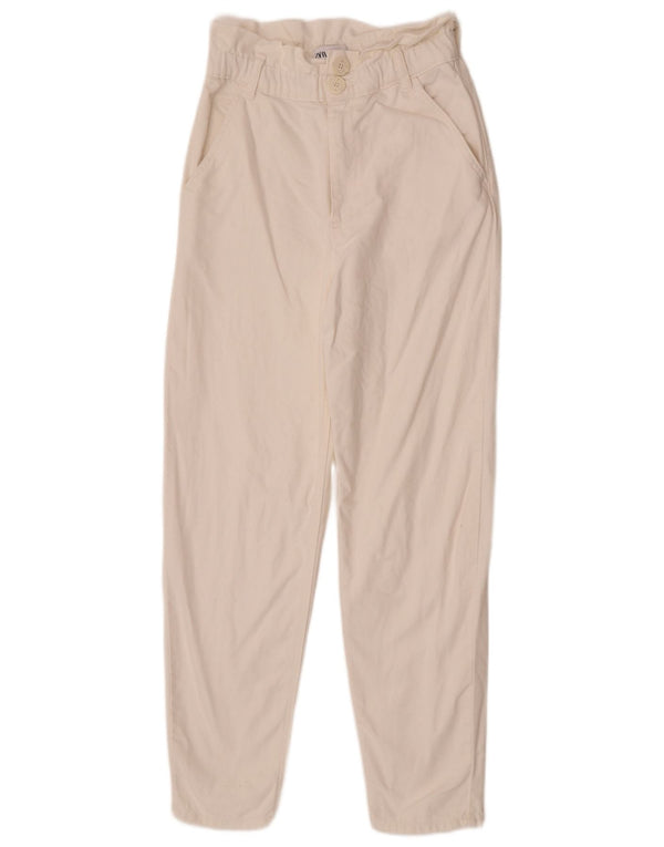 Zara Γυναικείο ψηλόμεσο τζιν XS W24 L28 από λευκό βαμβακερό