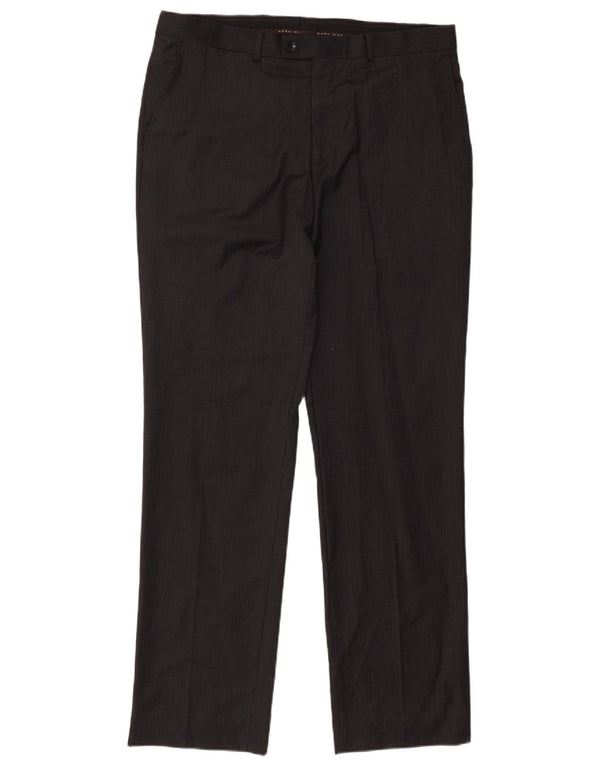 Zara Ανδρικό ίσιο παντελόνι EU 46 XL W36 L32 Μαύρο ριγέ μαλλί