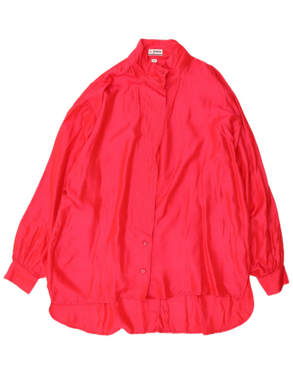 Vintage γυναικείο πουκάμισο oversized φόρεμα EU 44 XL Pink Silk