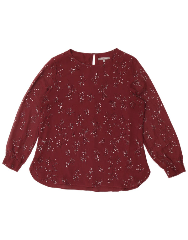 Laura Ashley Γυναικεία Μπλούζα Τοπ UK 16 Large Βουργουνδί Floral Πολυεστέρας
