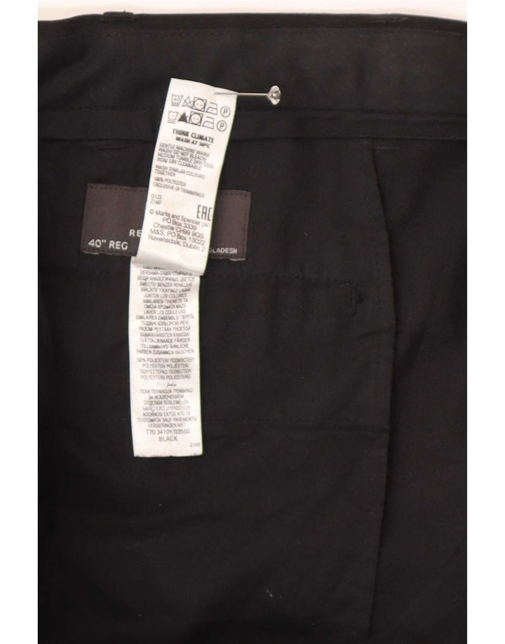 Marks & Spencer Ανδρικό ίσιο παντελόνι με κανονική εφαρμογή W40 L30 Μαύρο