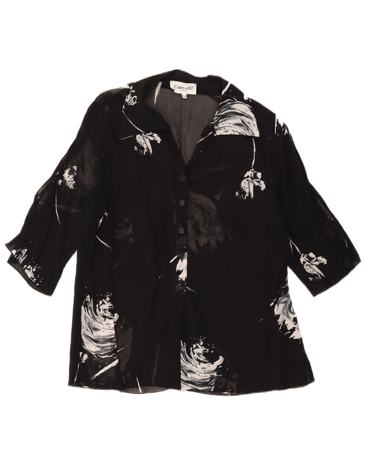 Vintage Γυναικείο Abstract Pattern Μπλούζα 1/2 μανίκι IT 48 XL Μαύρο